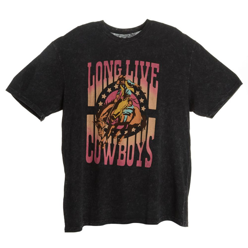 Women's Long Live Cowboys Vintage Black Tee