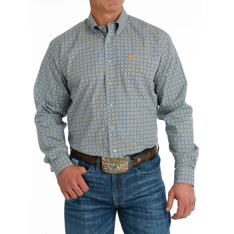Cinch Men's Blue Print Button Down Shirt