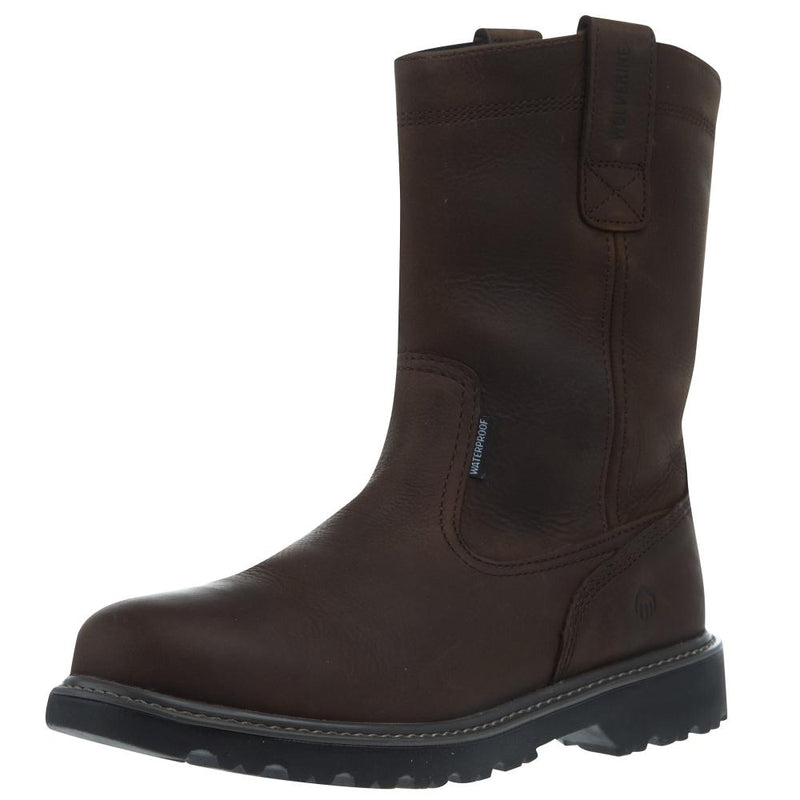 Men`s Floorhand WP 10In Dark Brown Top Round Soft Toe Wellington Work Boot