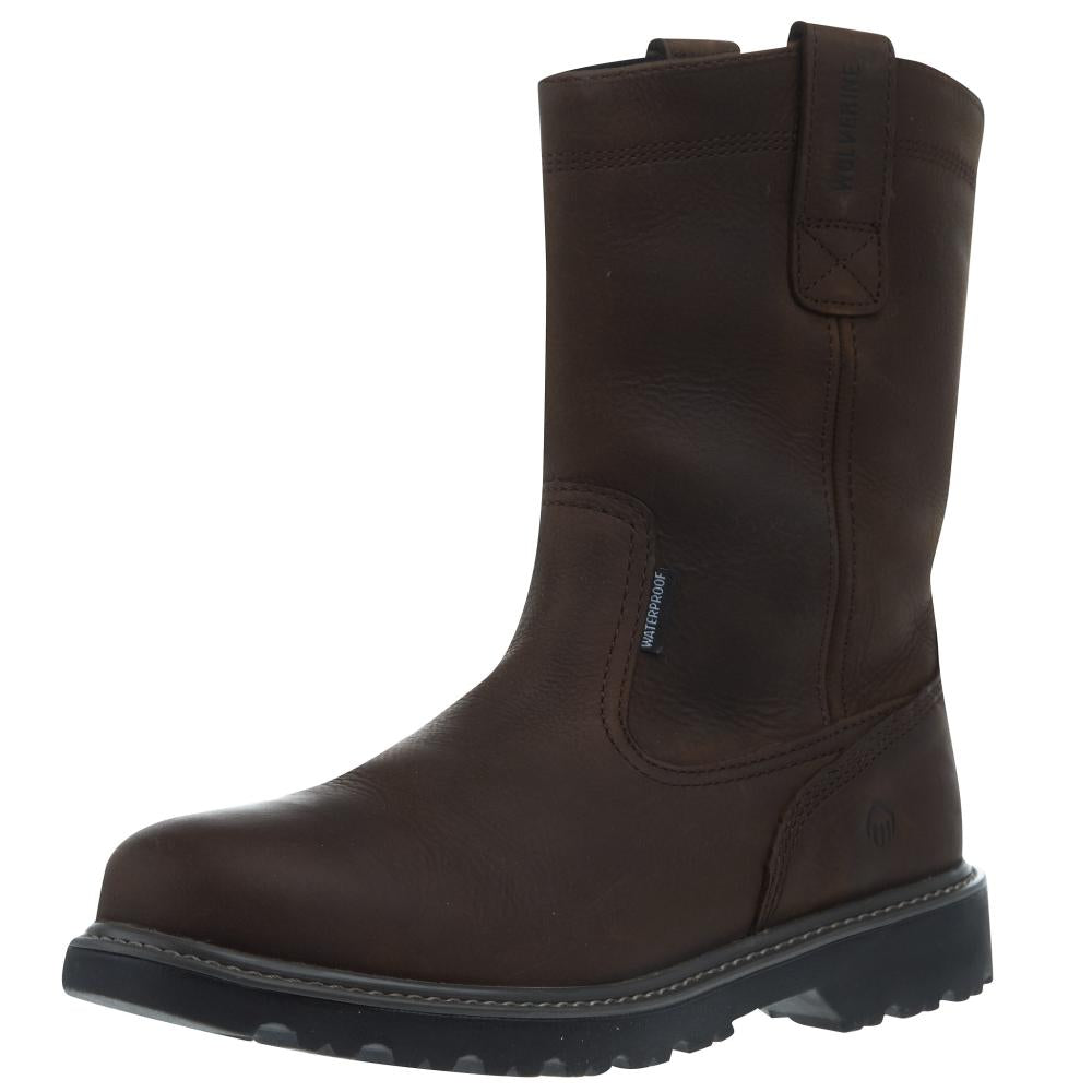 Wolverine Men`s Floorhand WP 10In Dark Brown Top Round Soft Toe Wellin