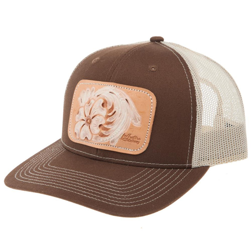 Brown and Tan White Floral Cap