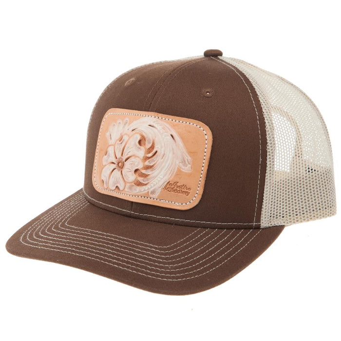 Brown and Tan White Floral Cap