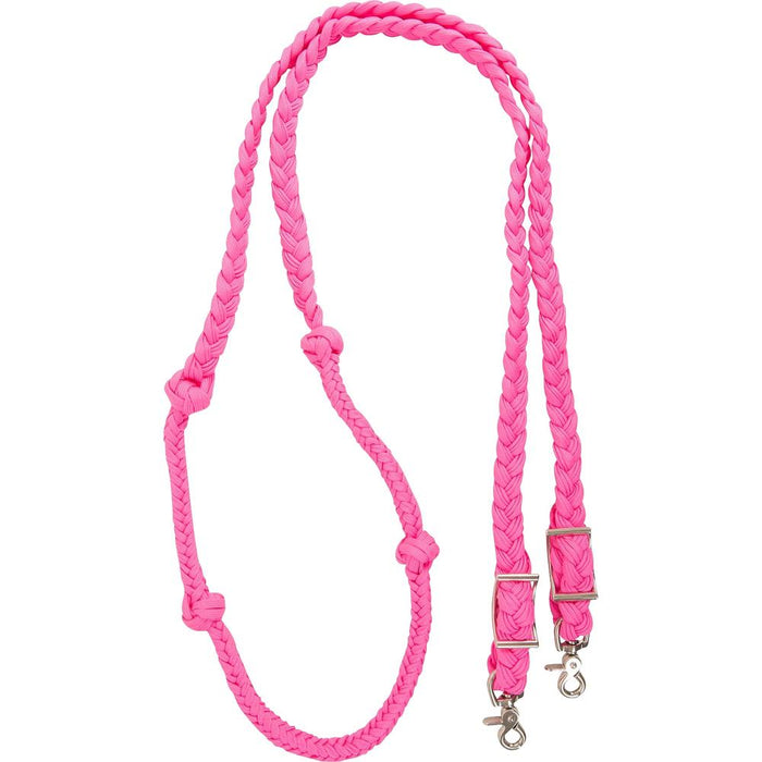 Braided Nylon Barrel Reins with Knots and Snap Ends