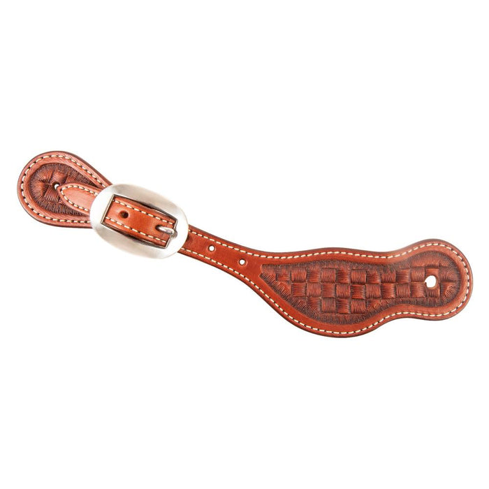 Chestnut Mini Course Basket Weave Spur Straps