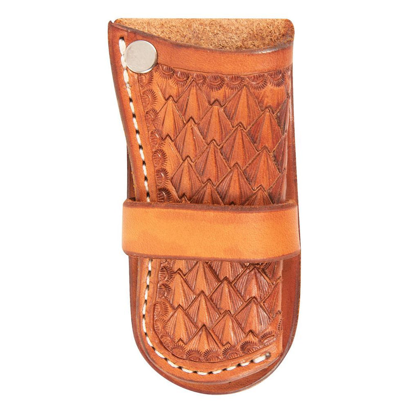 Chestnut Stamped Holster Style Leather Knife Scabbord