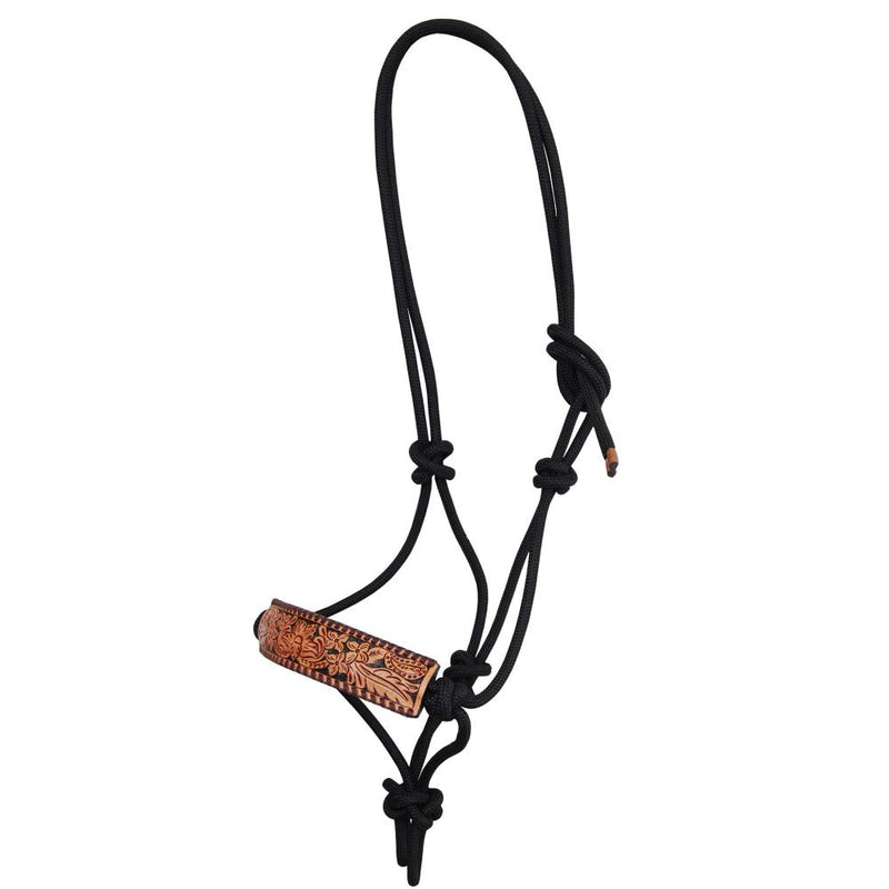 Floral and Brown Whipstitch Bronc Noseband Rope Halter