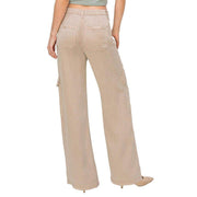 Risen Jeans Women's Taupe Wide Leg Cargo Pants