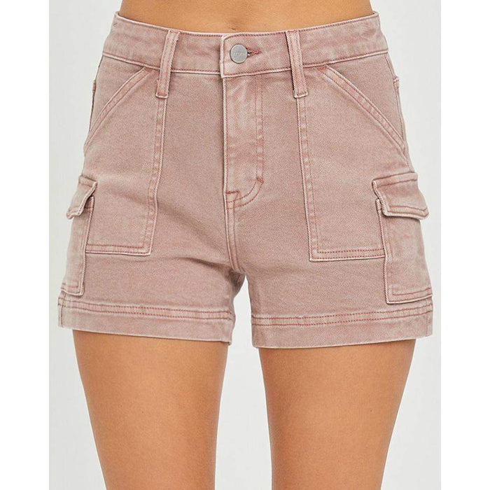 Women's High Rise Mauve Cargo Shorts