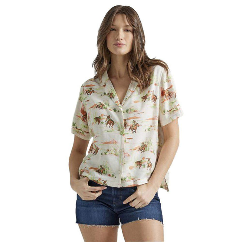 Women's Western Print Camp Shirt