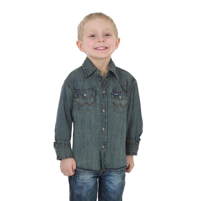 Boy's Cowboy Cut Long Sleeve Denim Snap Shirt