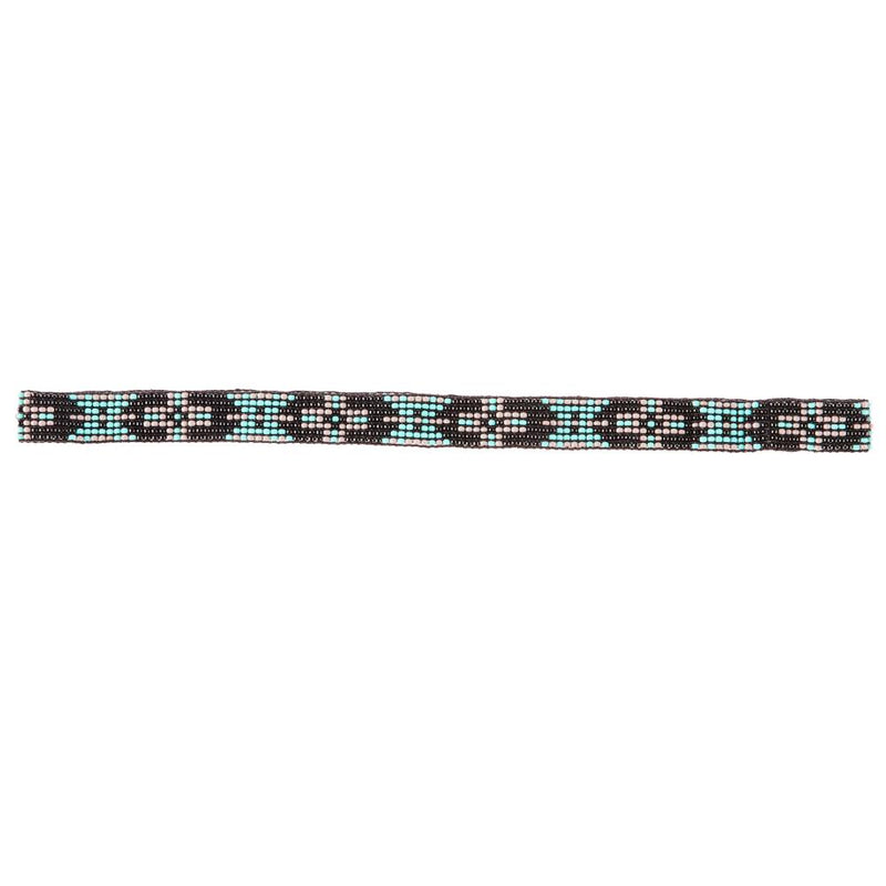 7 Row Turquoise Black and Grey Stretch Hat Band