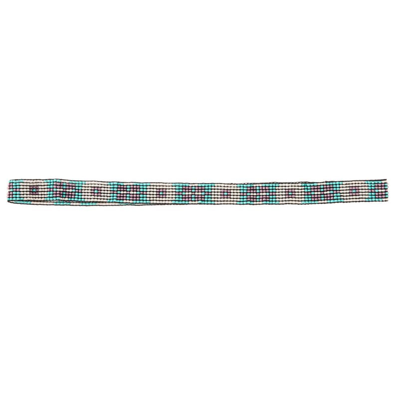 7 Row Turq White and Purple Stretch Hat Band