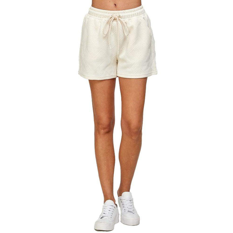 See And Be Seen Women's Cream Textured Soft Shorts