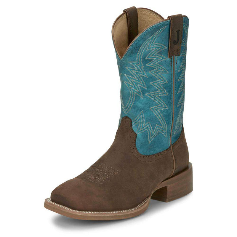 Mens Frontier War Dog Brown Vamp 11in Blue Cowhide Top