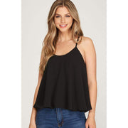 She & Sky Women's Black Cami Swing Top