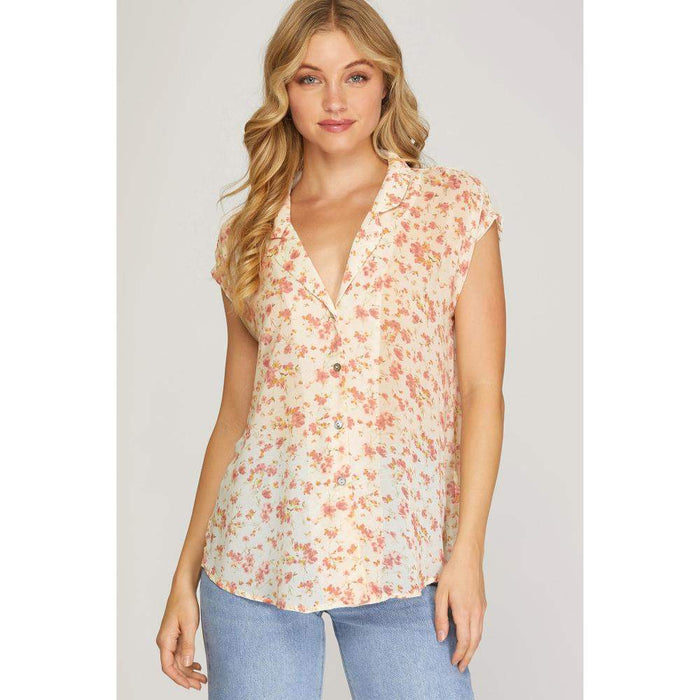 She & Sky Women's Cream Printed Top