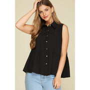Women's Black Sleeveless Tiered Top