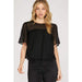 She & Sky Women's Black Flutter Sleeve Top