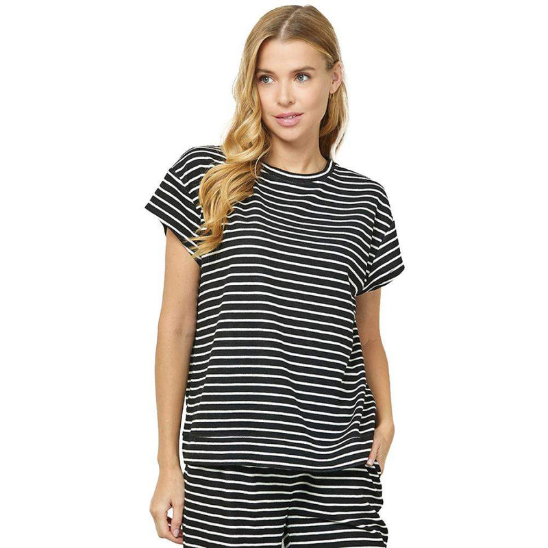 Women's Black Striped Lounge Top