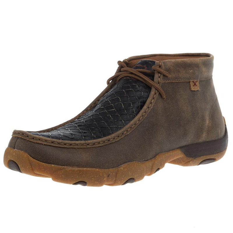 Men`s Black Fish Print Chukka Driving Moc