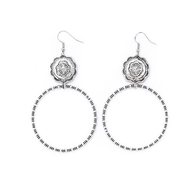 West And Company Silver Concho Dangle Hoop Earrings