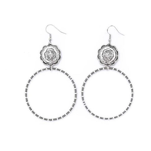 West And Company Silver Concho Dangle Hoop Earrings