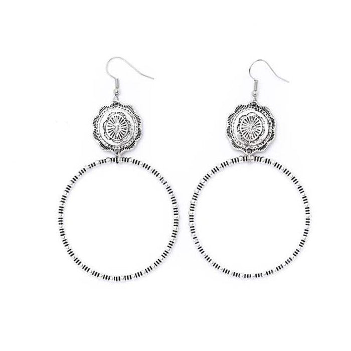West And Company Silver Concho Dangle Hoop Earrings