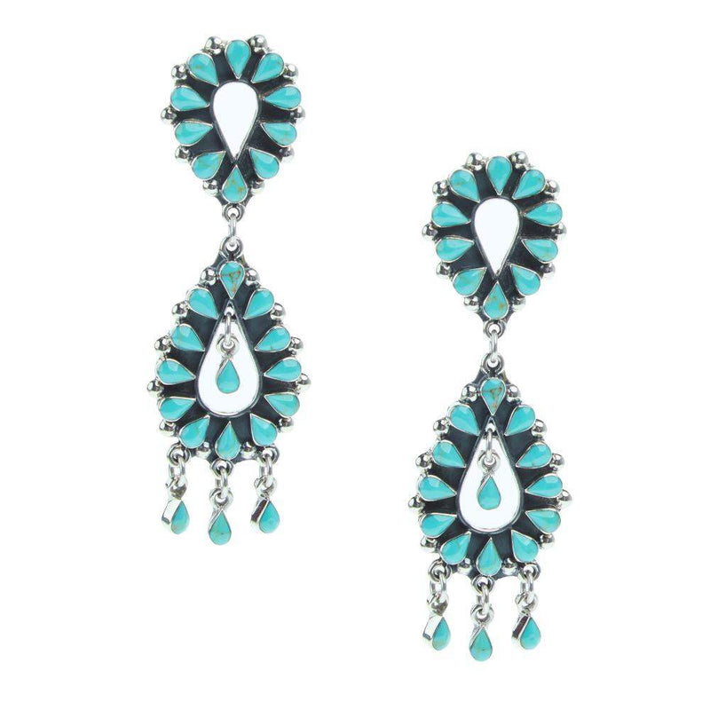 Paige Wallace Turquoise Tear Chandelier Earrings