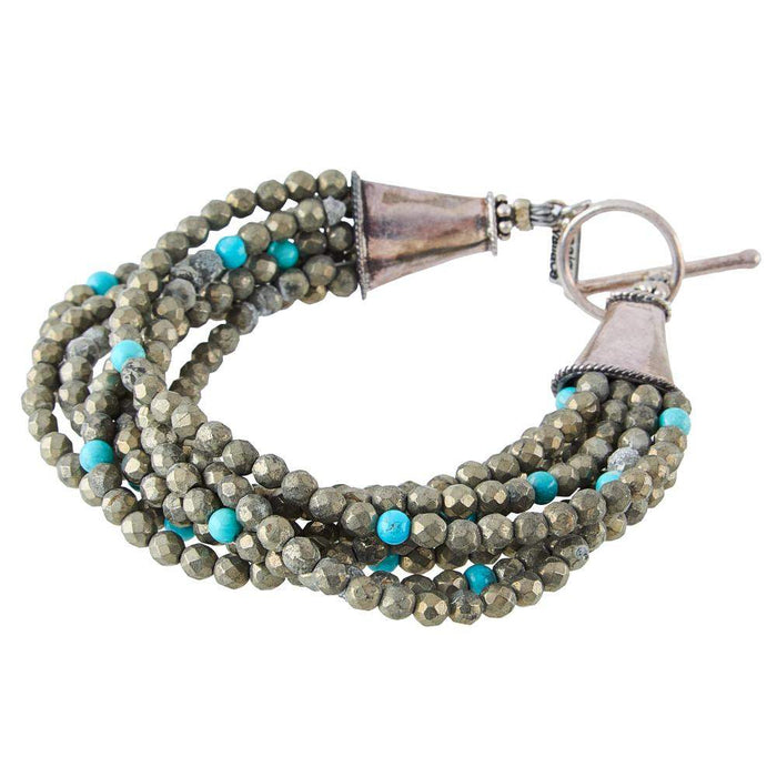 Pyrite Stone Mixed Turquoise Bracelet