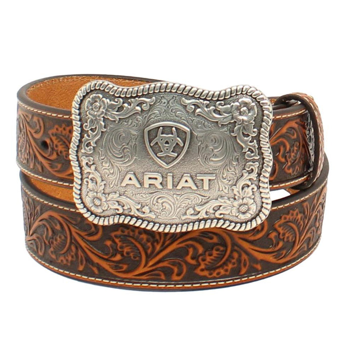 Men's Floral Tooled Belt