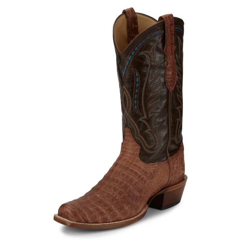 Men`s Tan Caiman Belly Brown Cowhide Top