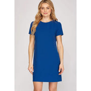 She & Sky Women's Blue Knit Shift Dress