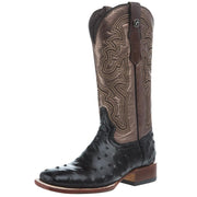 Women`s Black Ostrich Print 13 In Metallic Gold Top Cowgirl Boot