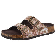 Womens Delilah Tan Floral Embossed Faux Leather Buckle Sandal