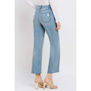 Flying Monkey Women's Mid Rise Cropped Wide Leg Jeans