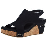 Women`s Corky Carley Black Canvas Wedge Sandal