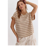 Women's Taupe Stripe Top