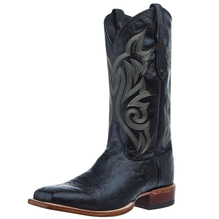 Men`s Pascoe Black Smooth Ostrich 13 In Top Square Toe Cowboy
