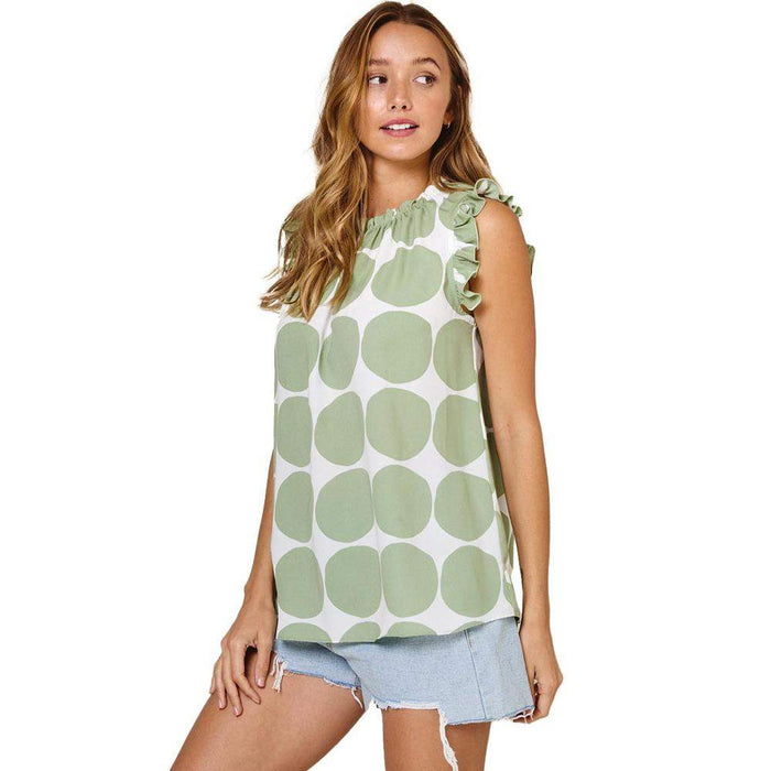 Ces Femme Women's Sage Polka Dot Top