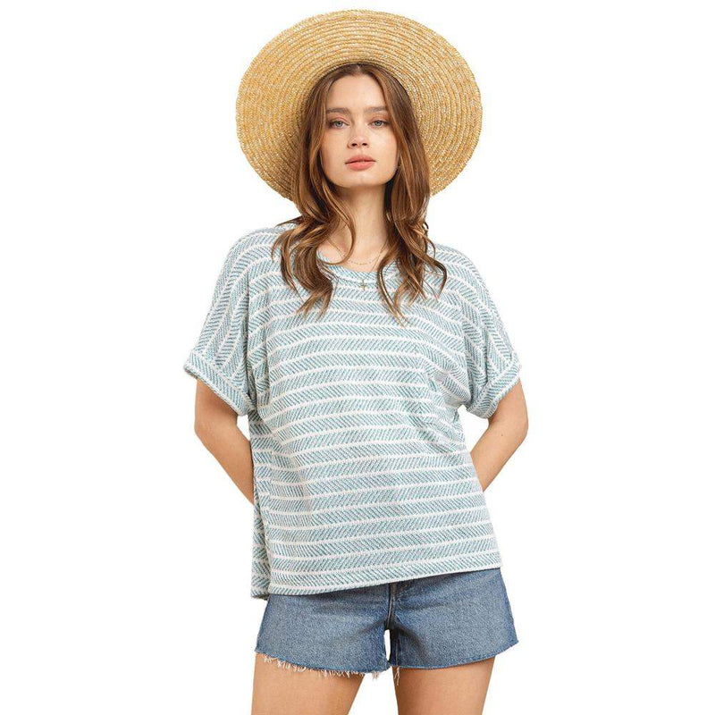 Ces Femme Women's Stripe Short Sleeve Top