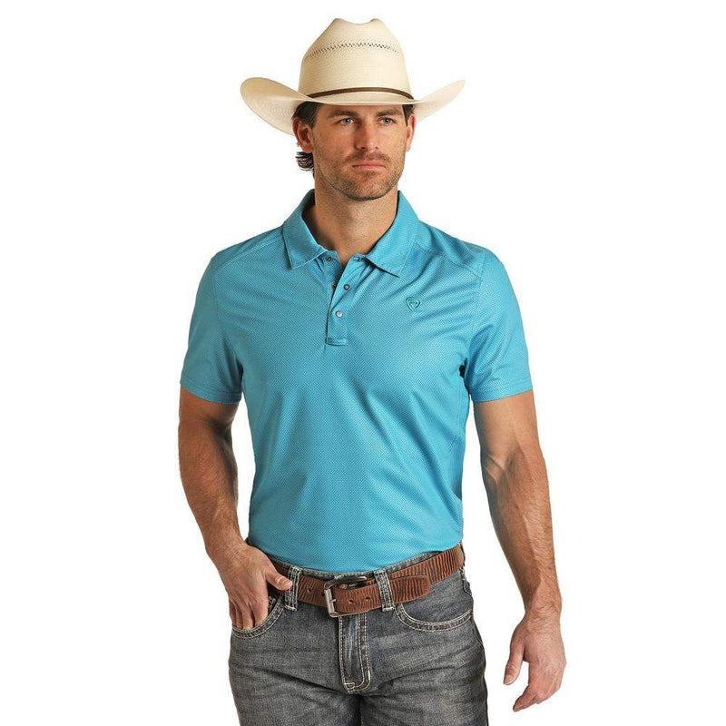 Rock & Roll Denim Men's Turquoise Printed Polo