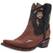 Women`s Camel/Dark Blue Embroidered Zipper Boot