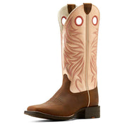Women`s Distressed Brown Vamp Gold Pink Top Round Up Ryder Boot
