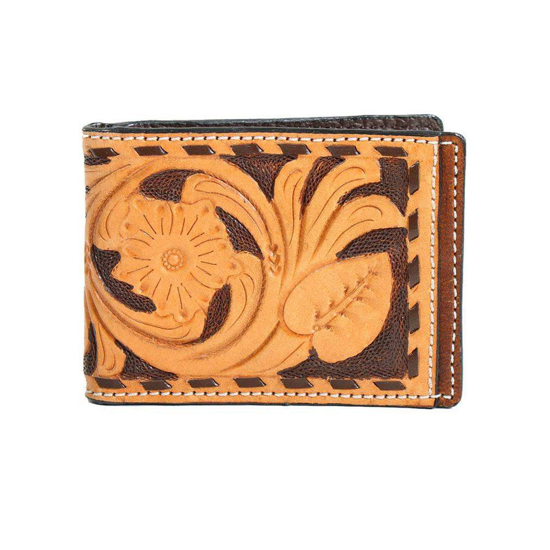 Lace Tooled Money Clip Wallet