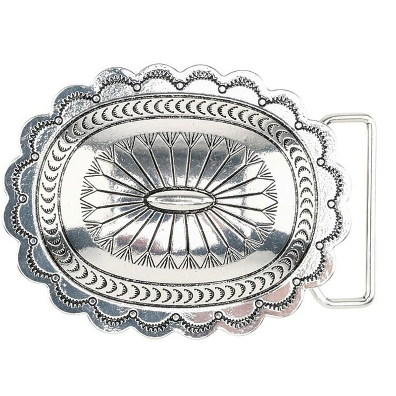 Oval Burnished Silver Stamped Buckle