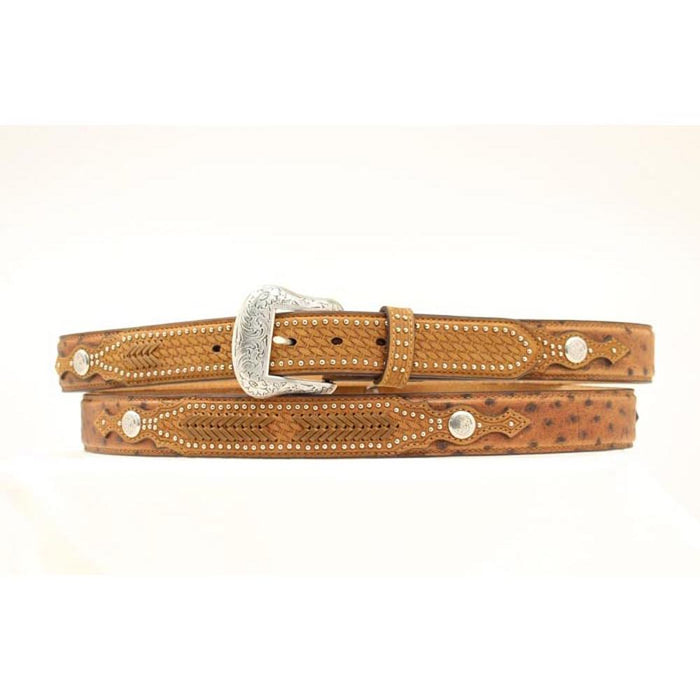 Nocona Men's Ostrich Overlay Leather Belt