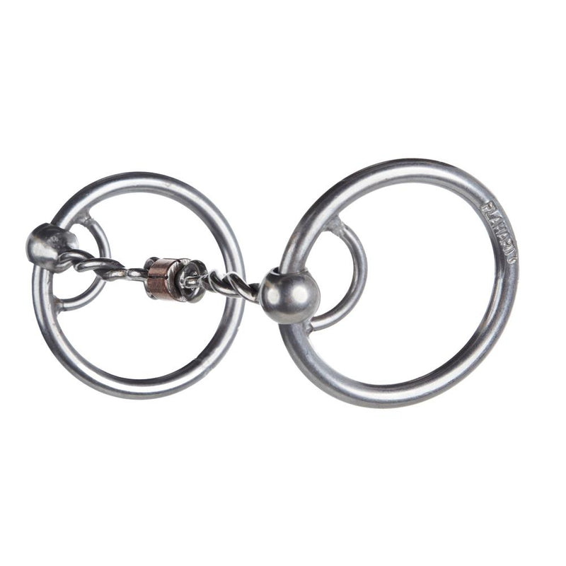 Locked O Ring Twisted Wire Copper Roller Dog Bone Snaffle Gag Bit