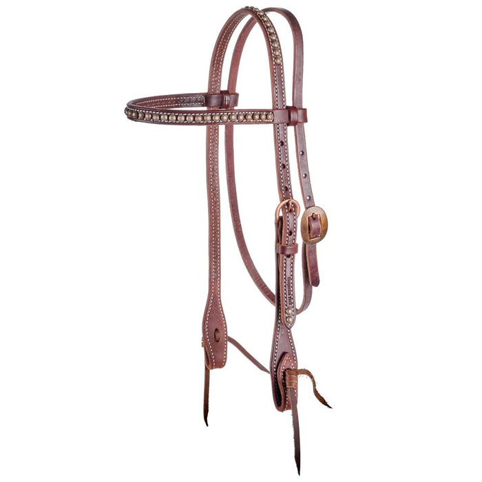 5/8 Inch Leather Browband Headstall with Patina Dots