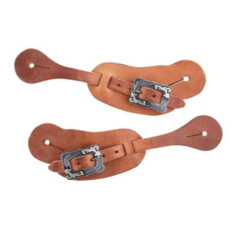Men`s Natural Oil Cowboy Spur Straps with Scroll Cart Buckle