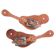 Natural Oil Cowboy Youth and Ladies Spur Straps with Scroll Cart Buckle